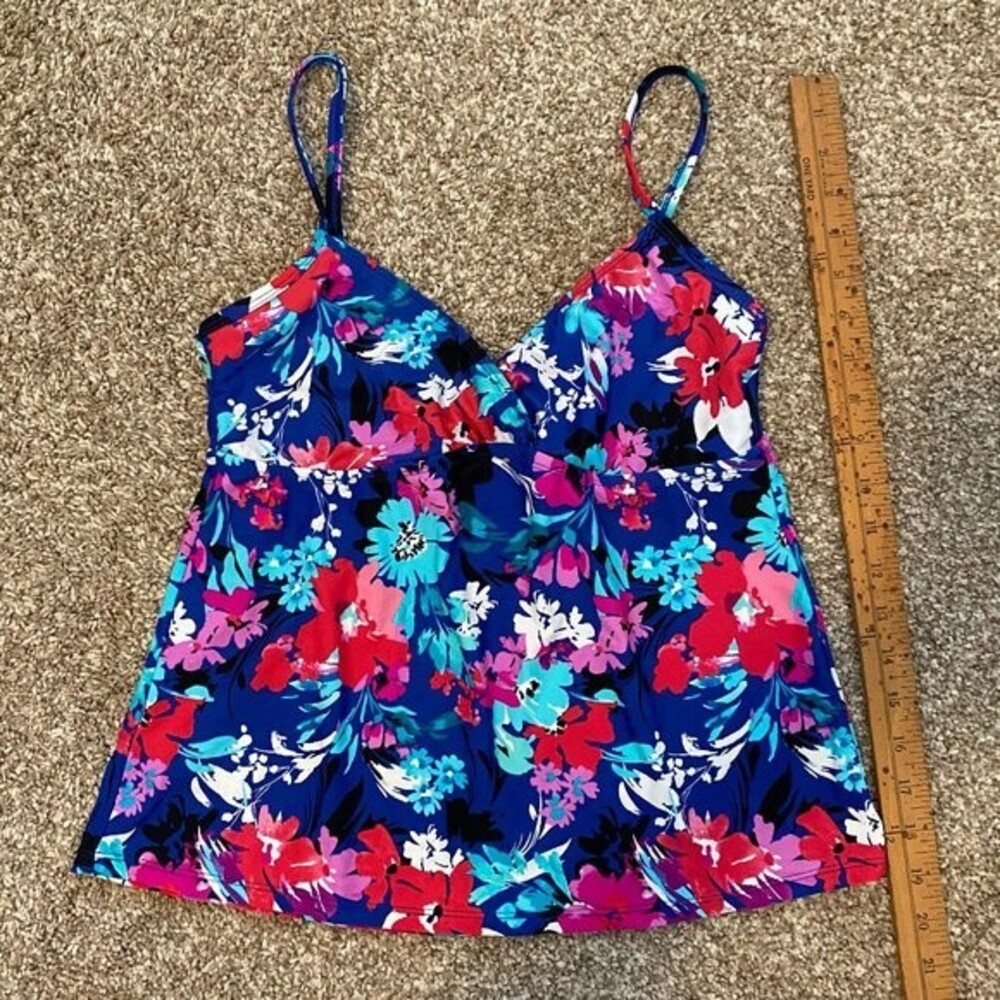 Catalina Floral Tank Top Womens Swimsuit Top Size Med